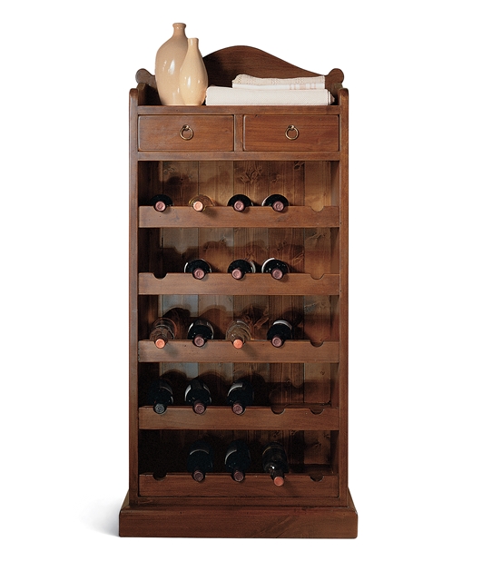 Small wine rack with 2 drawers