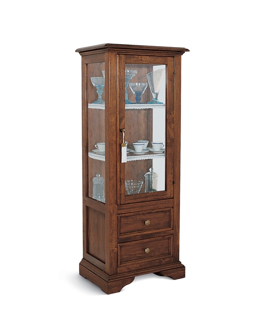 Display cabinet with 2 drawers and door