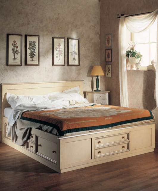 Double bed with 14 drawers