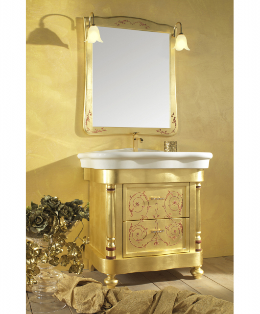 Bathroom composition with gold leaf and hand painted decorations
