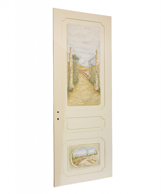 Door decorated with landscapes